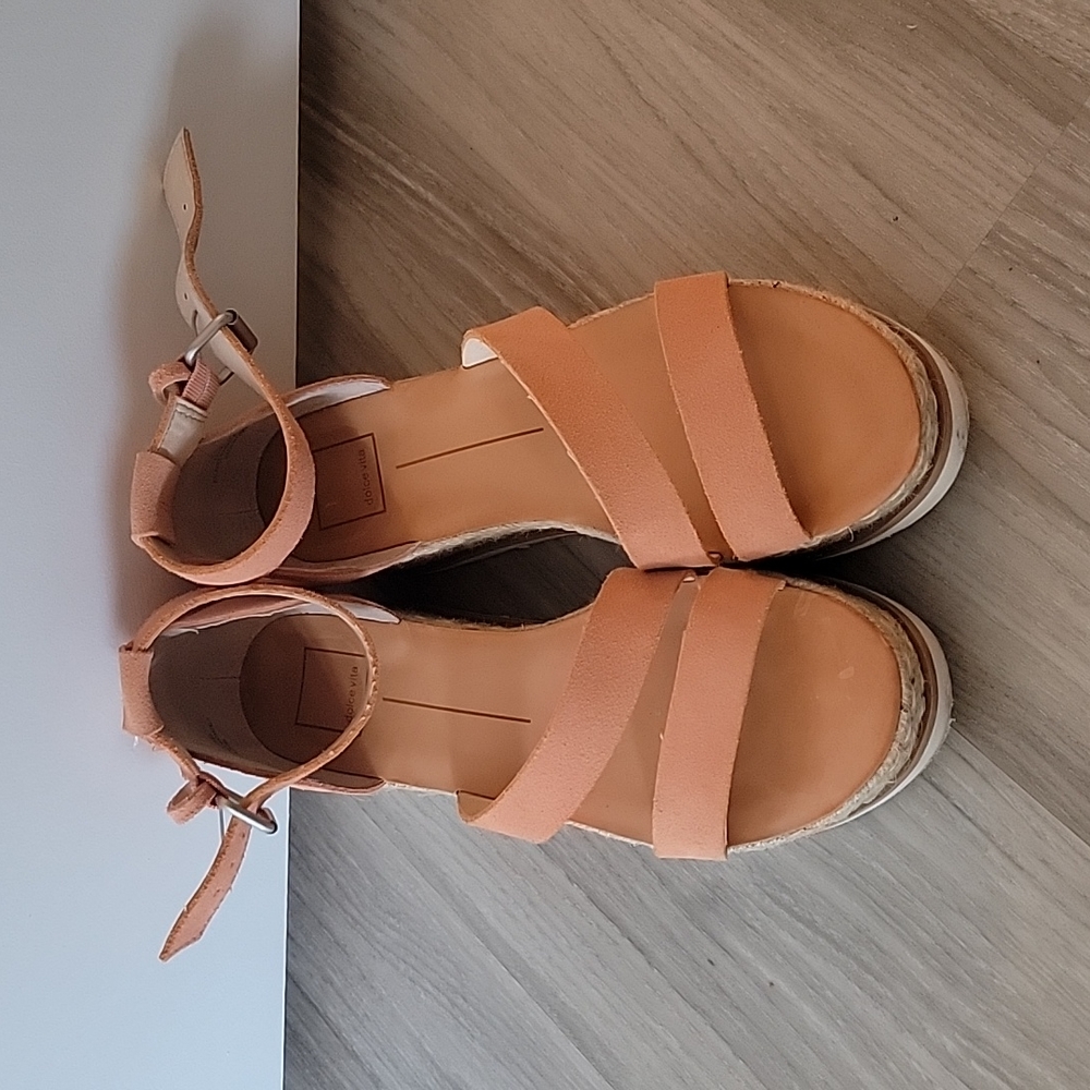 Melon colored espadrille sandals